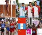 Подиум атлетика мужчины 20 км пешком, Дин Чэнь (Китай), Эрик Barrondo (Гватемала) и Ван Чжэнь (Китай) - Лондон-2012-